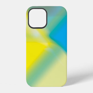 Gelb und Türkis Blau Abstrakter Glow iPhone 12 Hülle