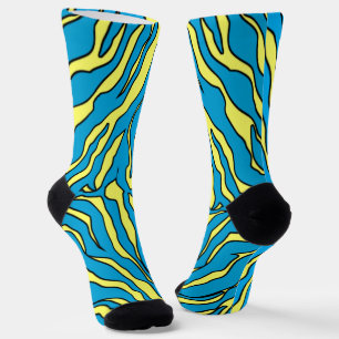Gelb und Türkis Tigerstreifen Tierprint 1 Socken