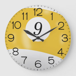Gelb und Weiß Billiard #9 Ball Große Wanduhr