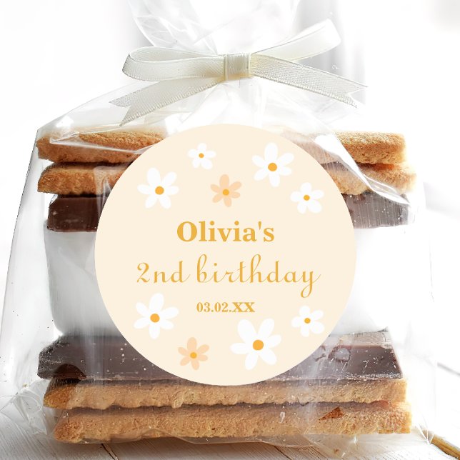 Gelb und weiß Daisy Birthday Runder Aufkleber (Von Creator hochgeladen)