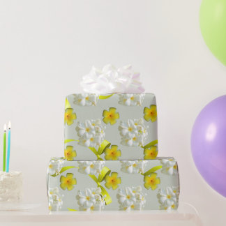 Gelb und Weiß Frangipani Matte Wrapping Paper Geschenkpapier