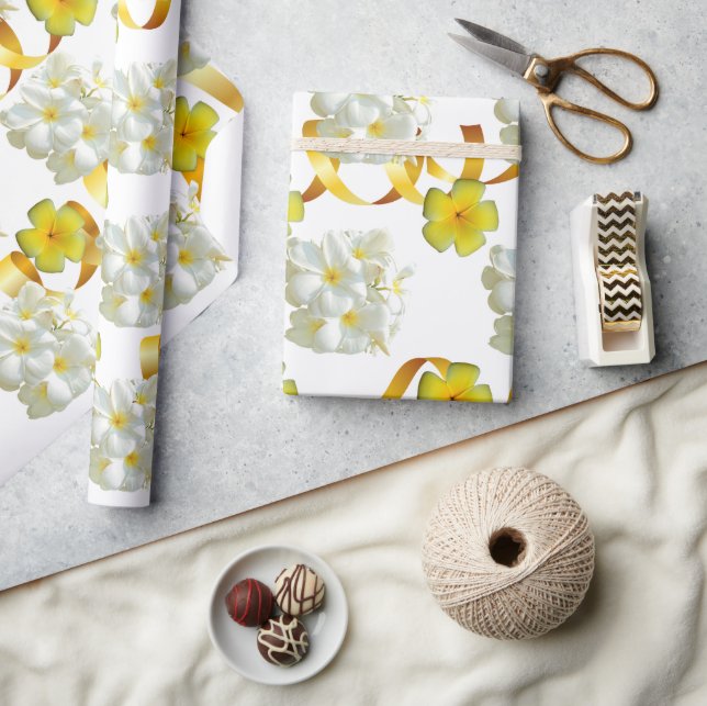 Gelb und Weiß Frangipani Matte Wrapping Paper Geschenkpapier (Basteln)