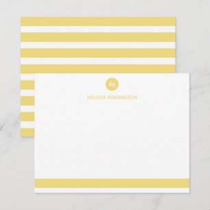 Gelb und Weiß gestreift personalisiert Monogramm Mitteilungskarte