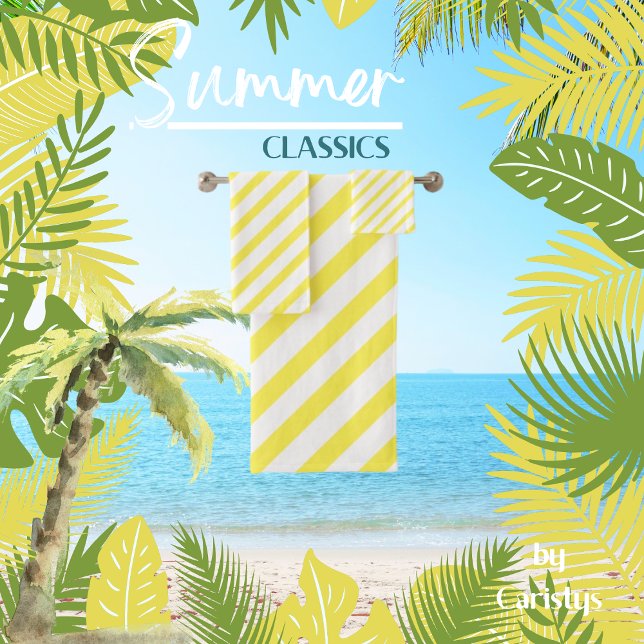 Gelb und weiß gestrichen badhandtuch set (Von Creator hochgeladen)