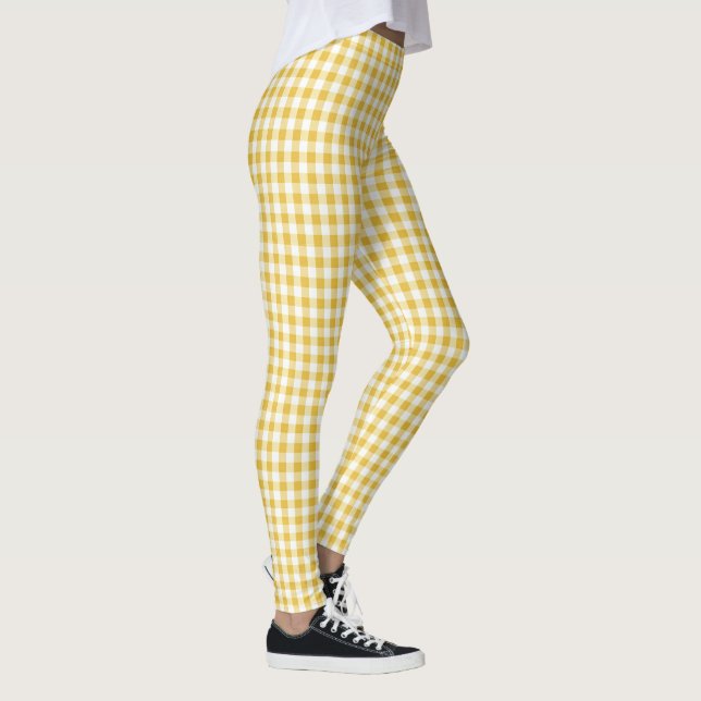 Gelb und Weiß Gingham Leggings (Rechts)