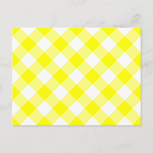 Gelb und Weiß Gingham Postkarte (Vorderseite)
