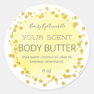 gelb und weiß   Gold Dots Body Butter Labels Runder Aufkleber