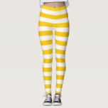 Gelb und weiß, horizontal gestreift leggings<br><div class="desc">Gelbe und weiße, mittelgroße Streifen Leggings.
Mittlere Streifen: Art 1</div>