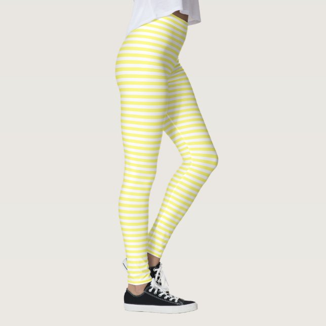 Gelb und weiß, horizontal Pinstriche Sommer Look Leggings (Rechts)