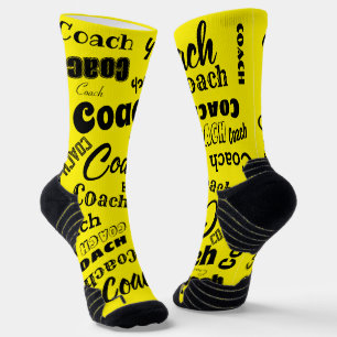 Gelb und weiß Personalisierter Coach Geschenk Name Socken