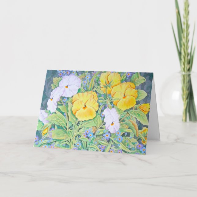 Gelb und Weiß Stiefmütterchen Geburtstag Karte (Vorderseite)