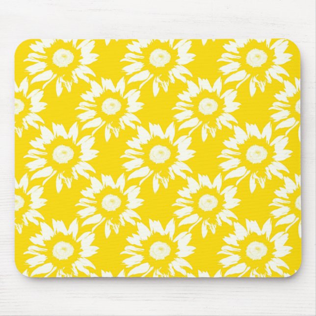 Gelb- und Weißblütenmuster Mousepad (Vorne)