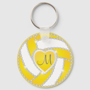 Gelb- und Weißdiamant-Volleyball 🏐 Design Schlüsselanhänger