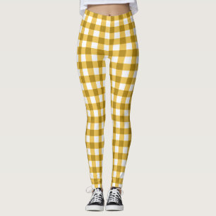 Gelb- und Weißer Gingham Leggings