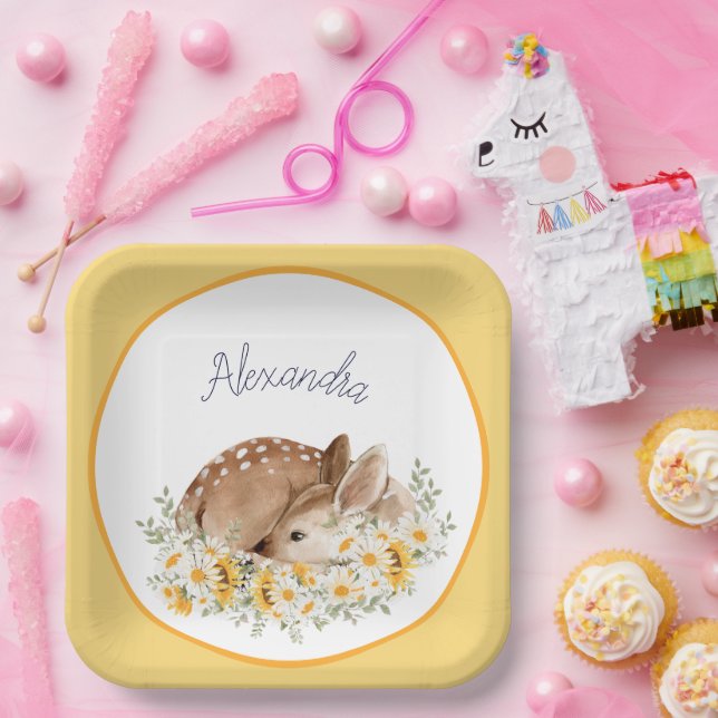 Gelb unser kleiner lieber Hirsch, Sonnenblumen Dai Pappteller (Party)