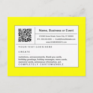 gelb verfeinerter QR-Code Einladungspostkarte