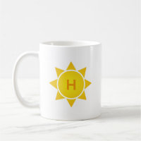 Gelb verlaufende Sonne mit Monogramm aus einem ein