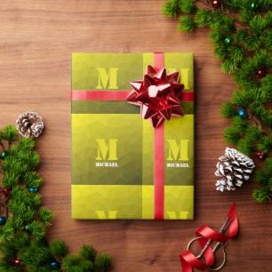 Gelb verlaufendes geometrisches Mesh-Muster Monogr Geschenkpapier