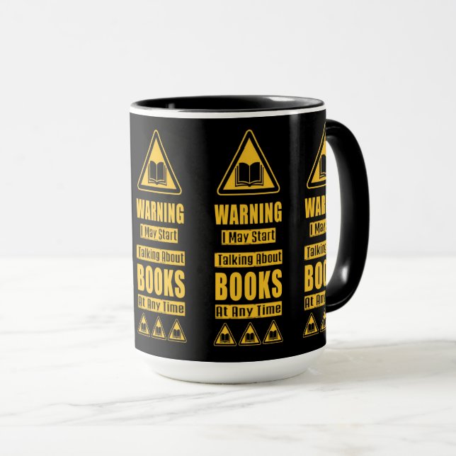 Gelb Warnschild für Buchliebhaber Tasse (VorderseiteRechts)