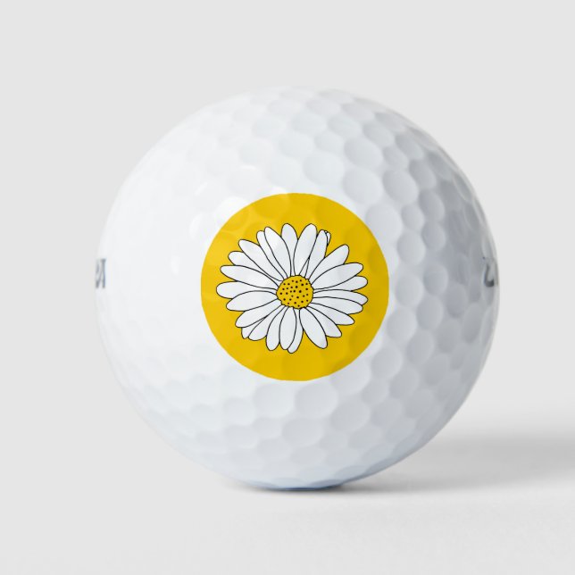 Gelb & Weiß Daisy 2 Golfball (Vorderseite)