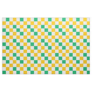 Gelb Weiß Grün Kariertes Design Stoff