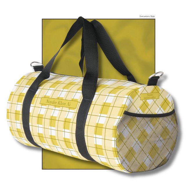 Gelb-weiß kariert, Ihr Name Duffle Bag (Von Creator hochgeladen)