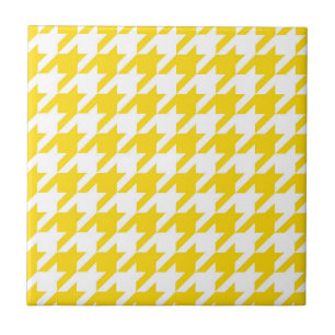 Gelb-weiß kariert mit Houndstooth-Muster Fliese