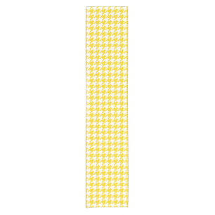 Gelb-weiß kariert mit Houndstooth-Muster Kurzer Tischläufer