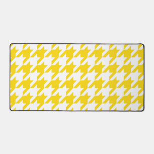 Gelb-weiß kariert mit Houndstooth-Muster Schreibtischunterlage