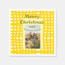 Gelb weiß kariert Retro-Weihnachts-Familie 