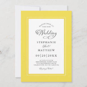 Gelb Weiß Moderne Elegante Hochzeit Einladung