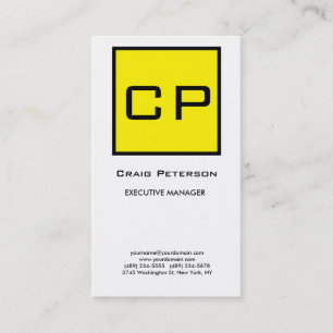 Gelb Weiß Monogramm Modern Minimalistisch Einfach Visitenkarte