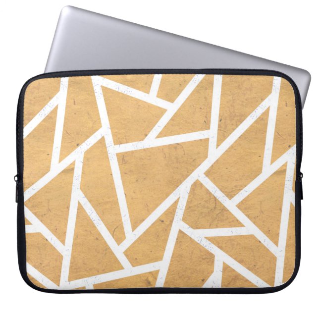 Gelb-Weiß-Mosaikmuster Laptopschutzhülle (Vorderseite)