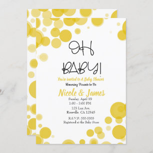 Gelb-Weiß-Polka-Dotblasen OH BABY-Dusche Einladung