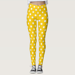Gelb-Weiß-Punkte-Design Leggings
