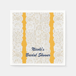 Gelb & Weiß Spitzen hell Elegantes Rustikales Part Serviette