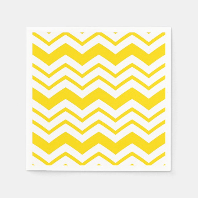 Gelb-weiße Chevron-Zickzack-Musterdesign  Serviette (Vorderseite)