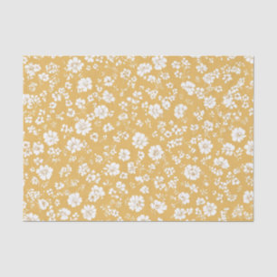 Gelb Weiße Ditsy Pastell Boho 70er Vintage Floral Seidenpapier