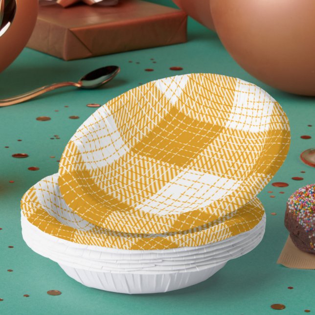 Gelb-weiße, fett karierte Karo-Design  Pappteller (Von Creator hochgeladen)