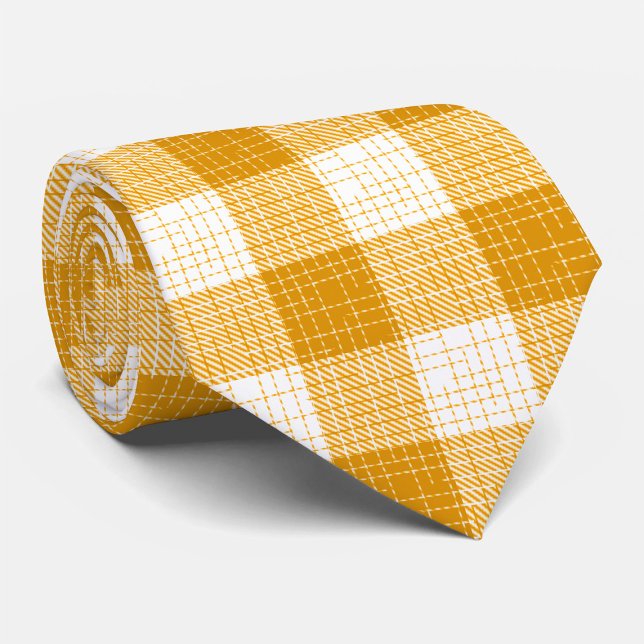 Gelb-weiße, fett karierte Plaid-Muster  Krawatte (Von Creator hochgeladen)