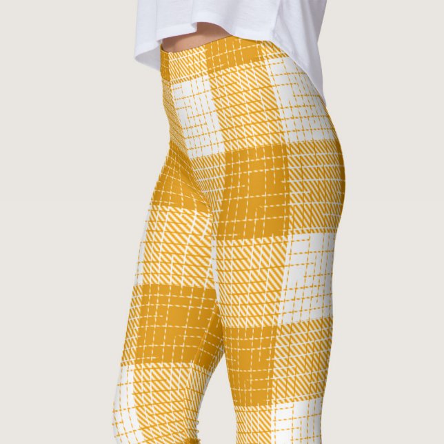 Gelb-weiße karierte Plaid-Design  Leggings (Von Creator hochgeladen)