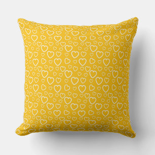 Gelb-weiße Love Hearts-Muster Kissen
