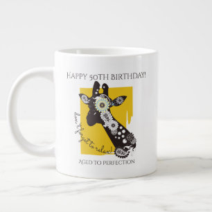 Gelb Weiße und Schwarze Funky Coole Giraffen-Gebur Jumbo-Tasse