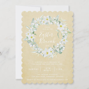 Gelb + Weißes Blumenkraut Osterbrunch Einladung