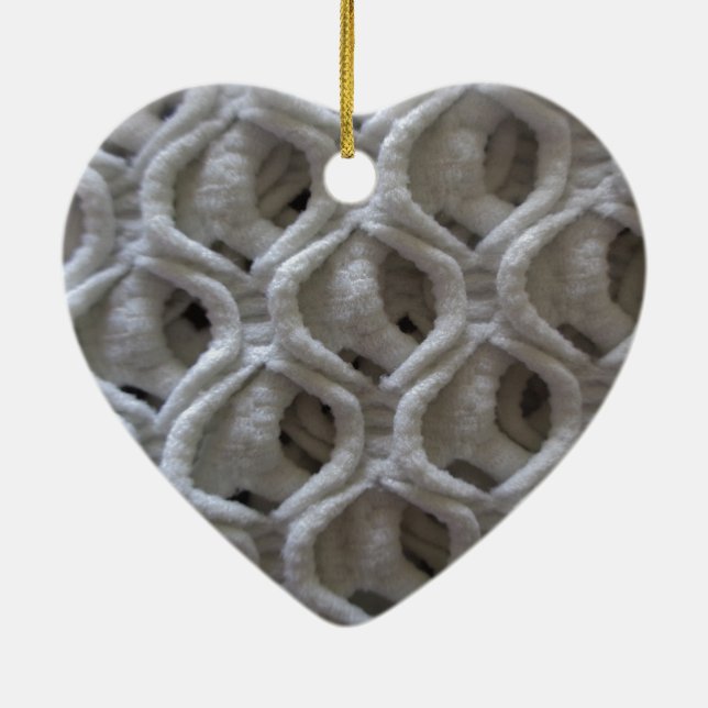 Gelb-weißes Crochet-Gestell Keramikornament (Hinten)