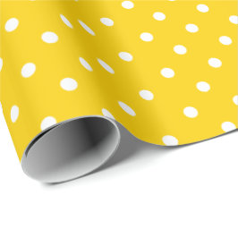 Gelb| Weißes Polka - Dot - Umhüllungspapier Geschenkpapier