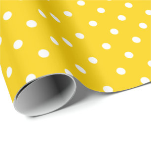 Gelb  Weißes Polka - Dot - Umhüllungspapier Geschenkpapier