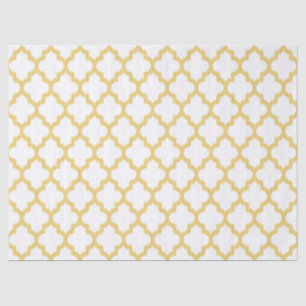 Gelb-weißes Quatrefolienmuster Seidenpapier