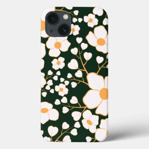 Gelb zentrierte weiße Blume und grüner Hintergrund Case-Mate iPhone Hülle
