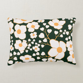 Gelb zentrierte weiße Blume und grüner Hintergrund Dekokissen